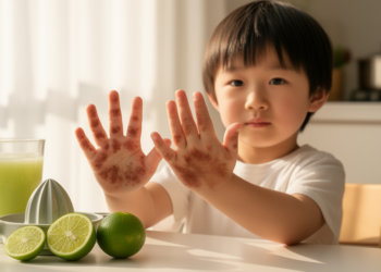 Lime juice and sunlight left a Japanese boy with hand pigmentation: a rare pediatric phytophotodermatitis case