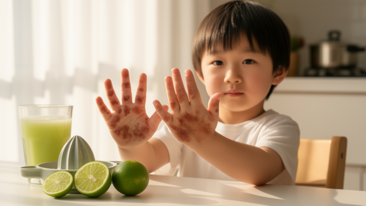 Lime juice and sunlight left a Japanese boy with hand pigmentation: a rare pediatric phytophotodermatitis case