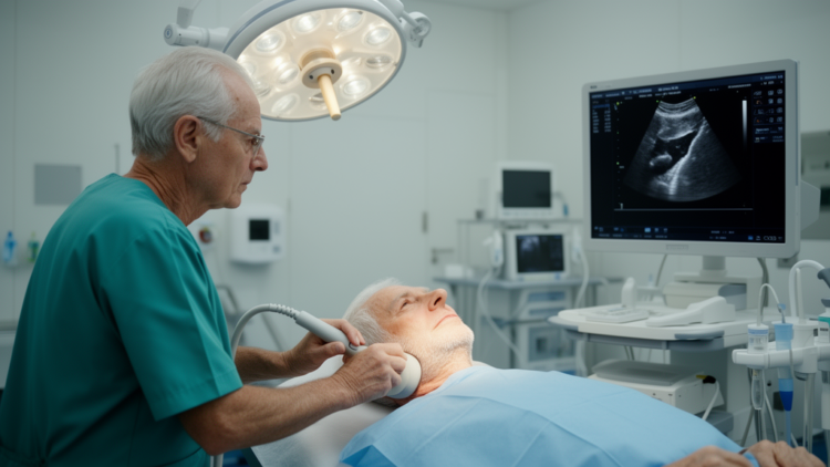 Neck vein ultrasound before spinal anesthesia may flag hypotension risk in prostate surgery patients