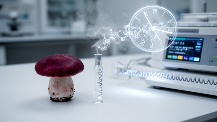 Flavoromics maps the volatile ticking clock of a stored wine cap mushroom
