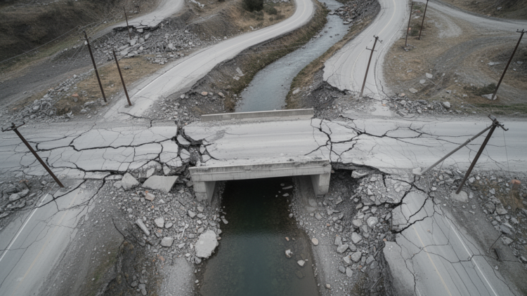 Deep Learning Model Reads Earthquake Orthophotos to Flag Damaged Roads and Bridges