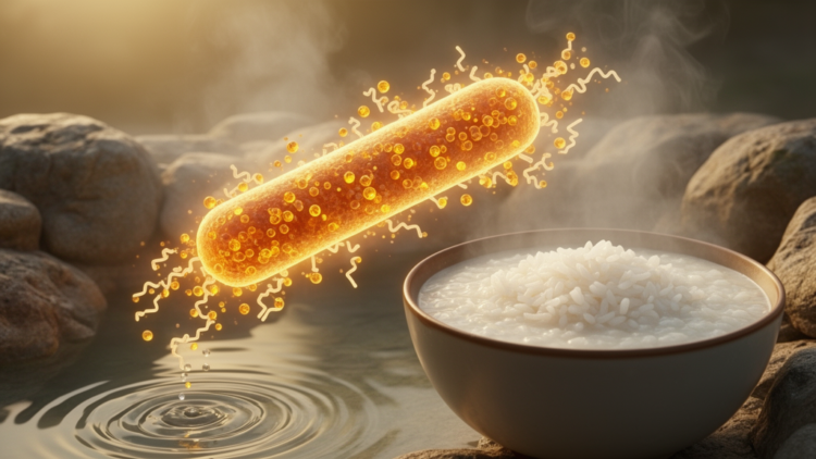 Thermal-spring bacterium yields heat-stable amylase that thins porridge by 90%