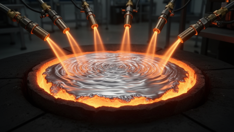 Gas Jets Stir Liquid Metal Into Ripples That Reveal When Solidification Begins