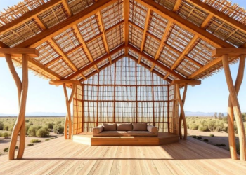 Flax and Timber Pavilion Shows How Materials Can Design Their Own Structures