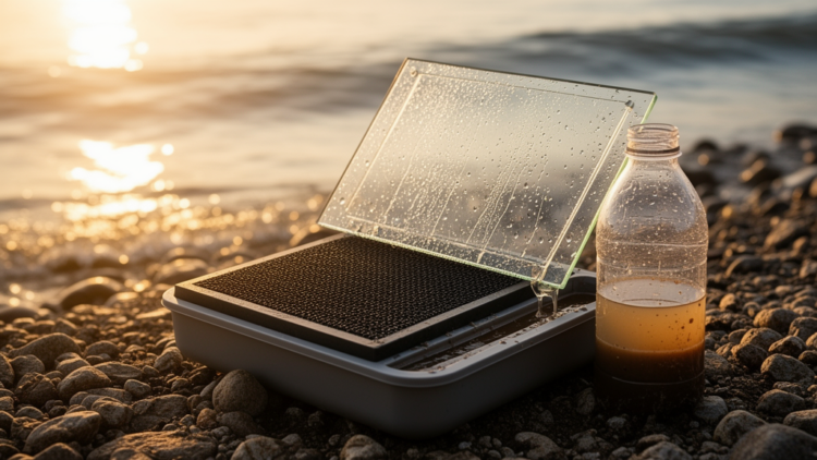 Portable solar-powered evaporator delivers high-flux freshwater from tough water sources