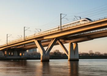 Skewed railway bridge decks cut vibration as train speeds climb