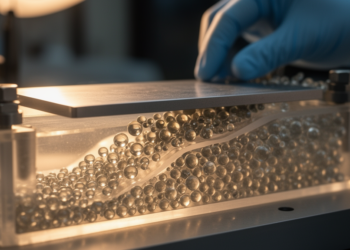Glass Bead Shear Tests Reveal How Particle Size Shifts Granular Flow Frequencies