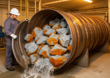 Rotary reactor strips armored limestone to restore acid mine drainage treatment