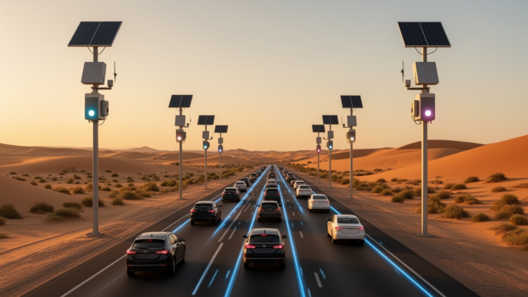 Solar-powered VANET framework coordinates roadside units for smart traffic in arid regions