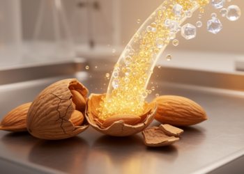 Almond shells turned into prebiotic sugars and a valuable acid without added enzymes