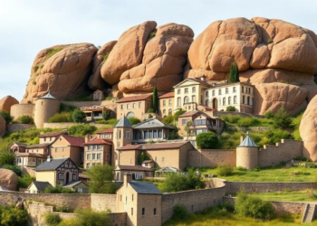 Rock Shape and Size Decide Which Barriers Save a Historic Village from Falling Boulders