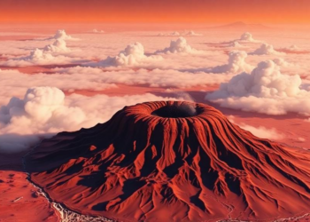Gravity Waves Over a Martian Volcano May Seed Ice Clouds Without Dust