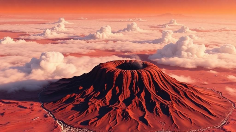 Gravity Waves Over a Martian Volcano May Seed Ice Clouds Without Dust