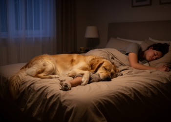 Nightly nudges: Dogs and owners disrupt each other’s sleep yet rest well