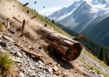 When Deadwood Attacks: Simulating Sliding Logs That Race Down Mountain Slopes