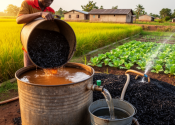 Rice Husk Biochar Filters Wastewater for Farm Irrigation in Ghana