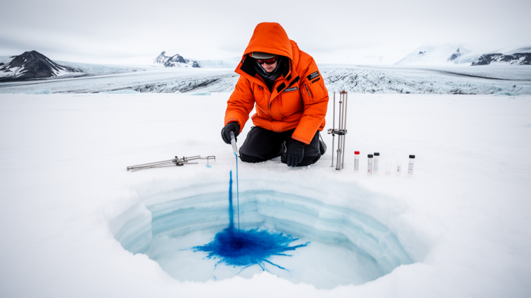 Blue Dye in Arctic Snow Reveals How Winter Rain Rewrites Glacier Climate Records