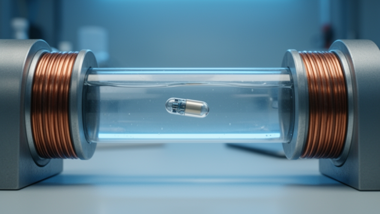 Dual Electromagnets Steer a Levitating Robot Through Fluid-Filled Pipes With Sub-Millimeter Precision