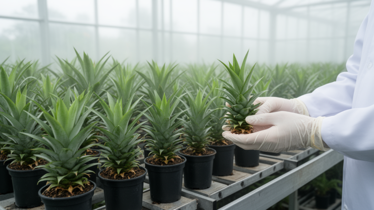 Growth Regulator Paclobutrazol Reshapes Pineapple Plantlets but Spares Survival in Propagation Trial