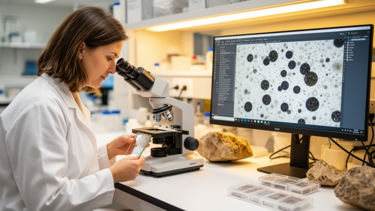 AI Learns to Spot 380-Million-Year-Old Fossil Spores on Microscope Slides